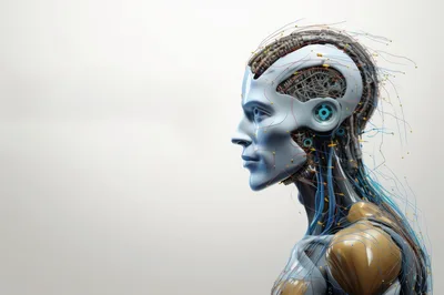 Profile View Of A Futuristic Android Robot Head