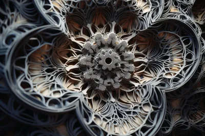 Intricate Fractal Flower Pattern With Layered Geometric Structures