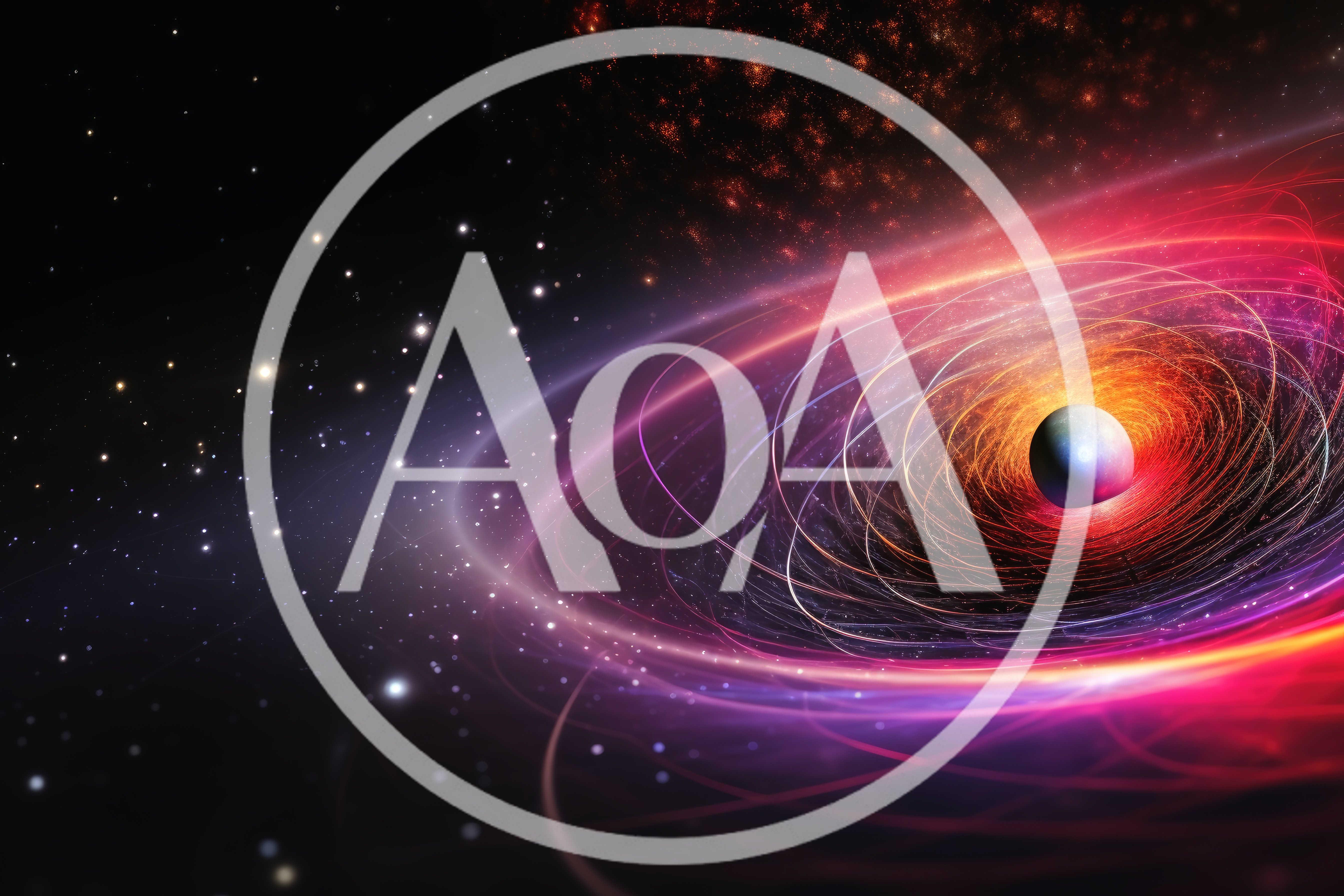Abstract Cosmic Planet Surrounded By Glowing Orbital Rings