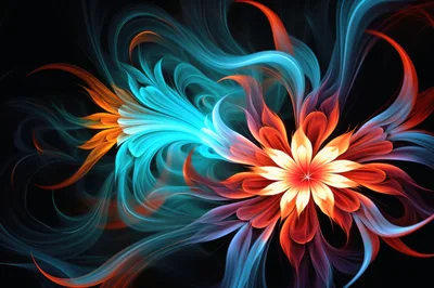 Abstract Fractal Flower With Flowing Petals