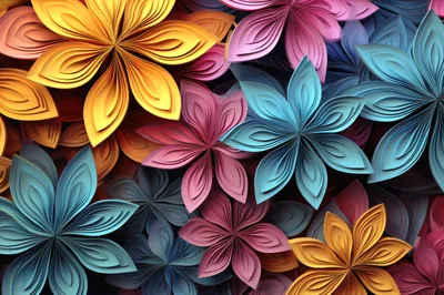 Layered Paper Craft Flowers Background