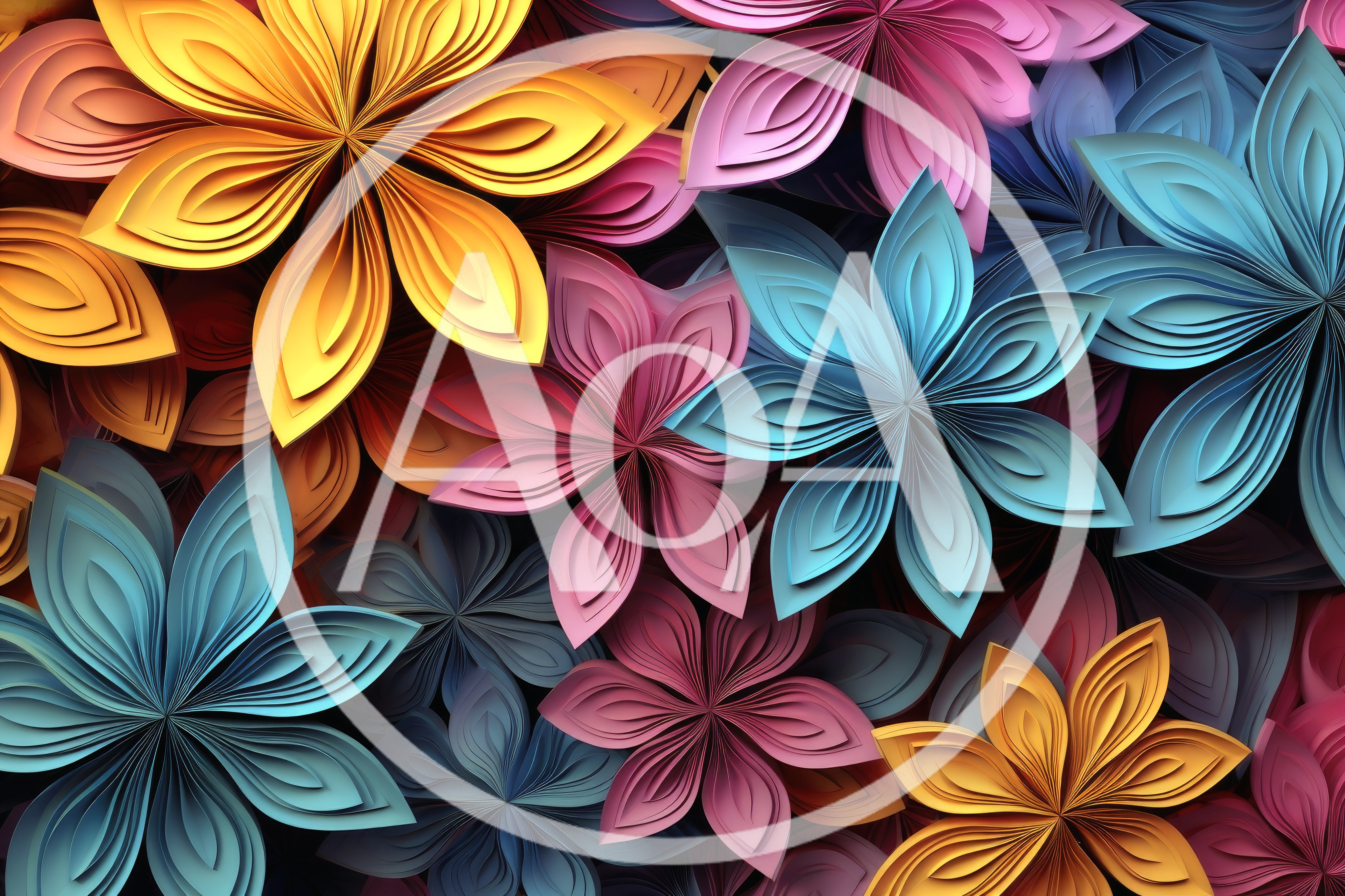Layered Paper Craft Flowers Background