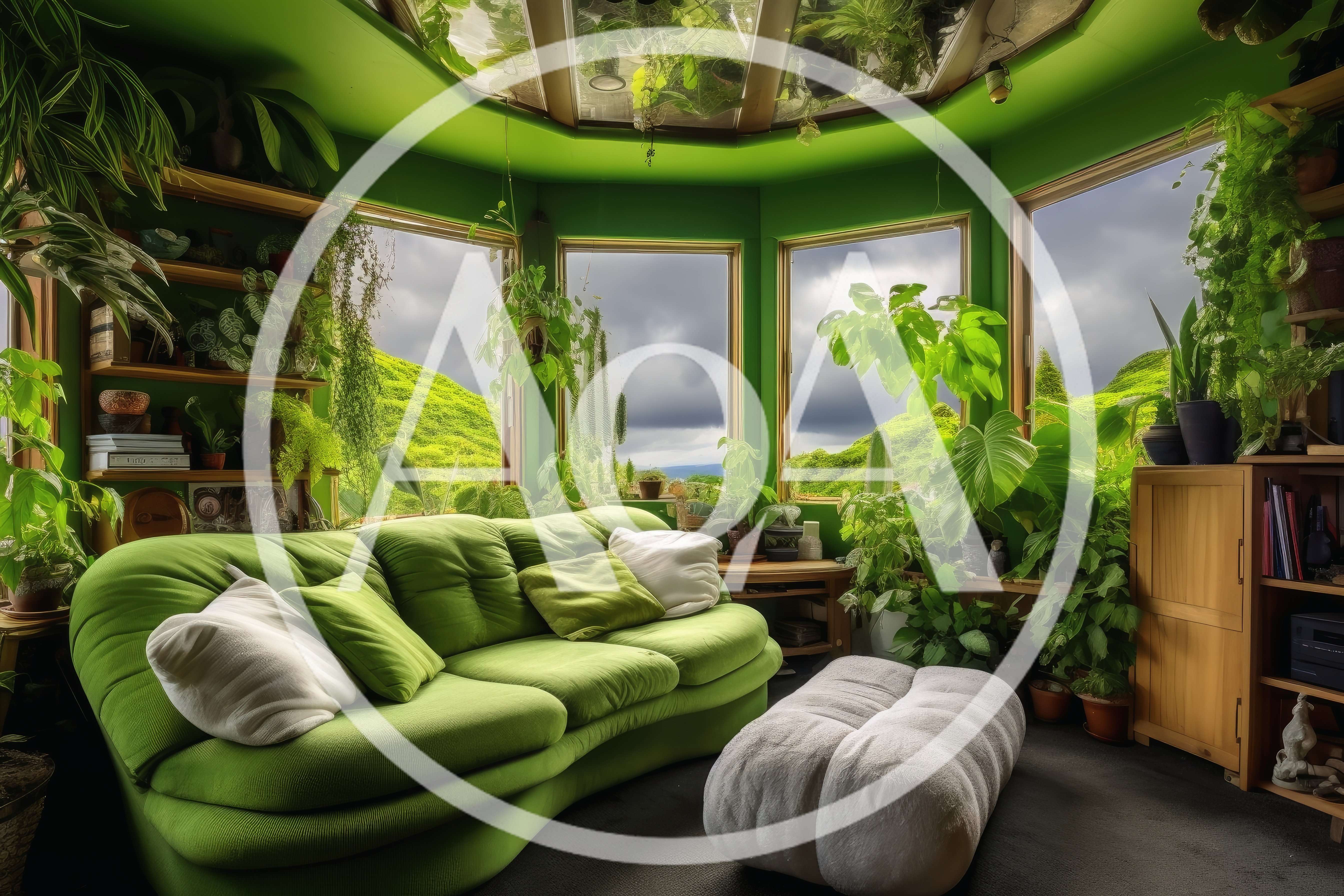 Cozy Green Sunroom With Lush Indoor Plants