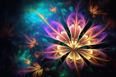 Abstract Fractal Flower Digital Art Background
