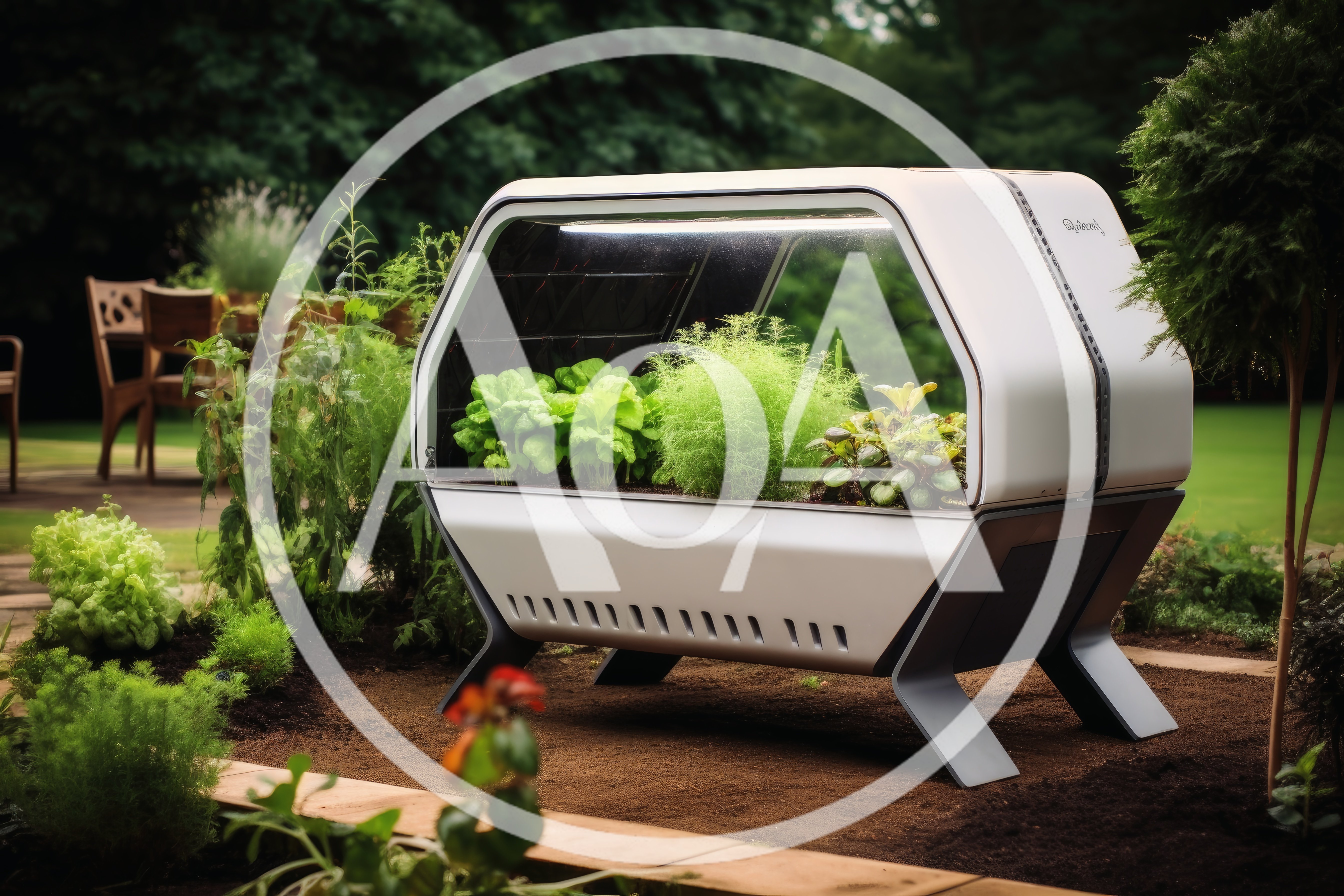 Modern Futuristic Automated Greenhouse Planter In Garden