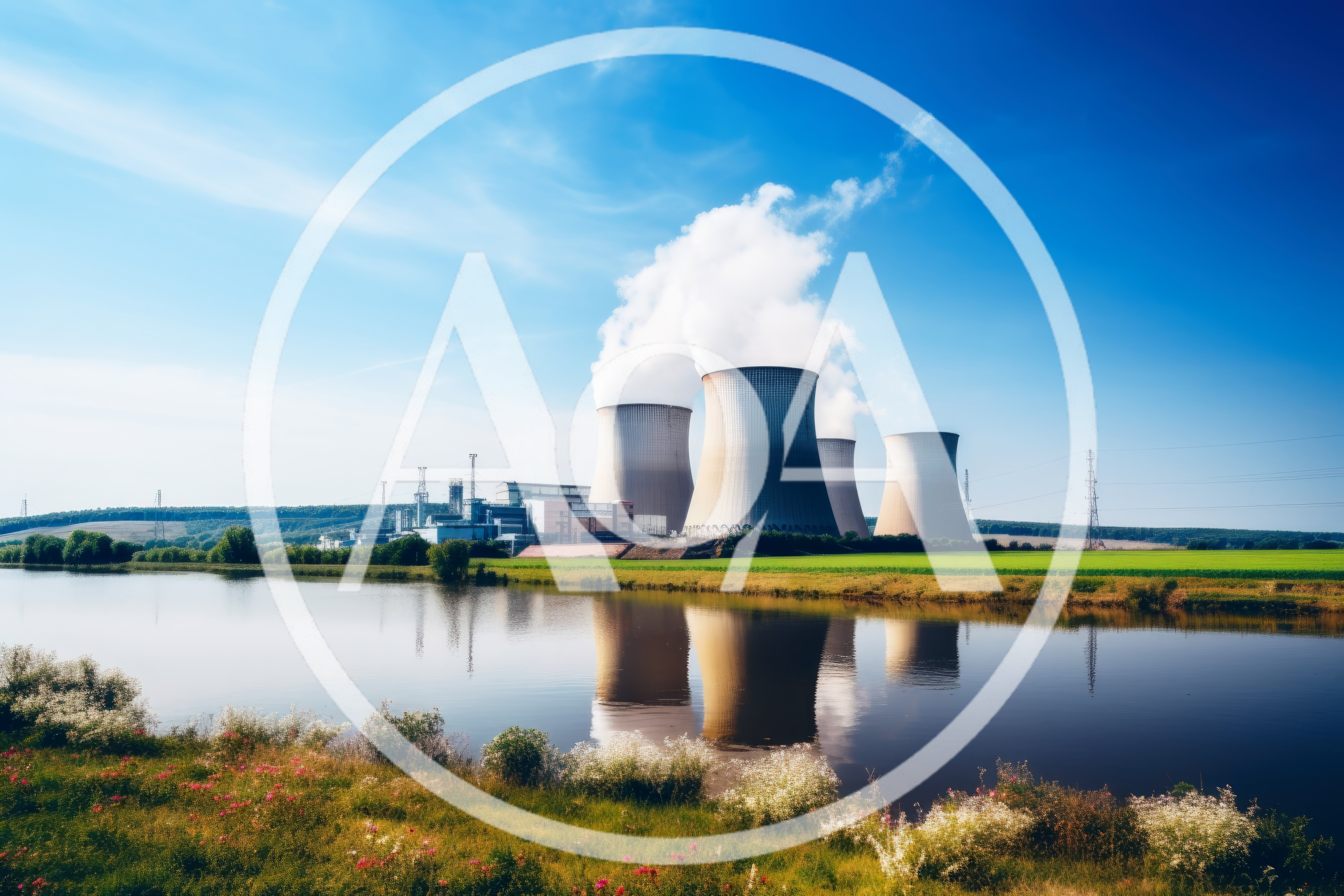 Nuclear Power Plant Cooling Towers Near A River