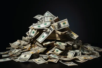 Large Pile Of United States One Hundred Dollar Bills