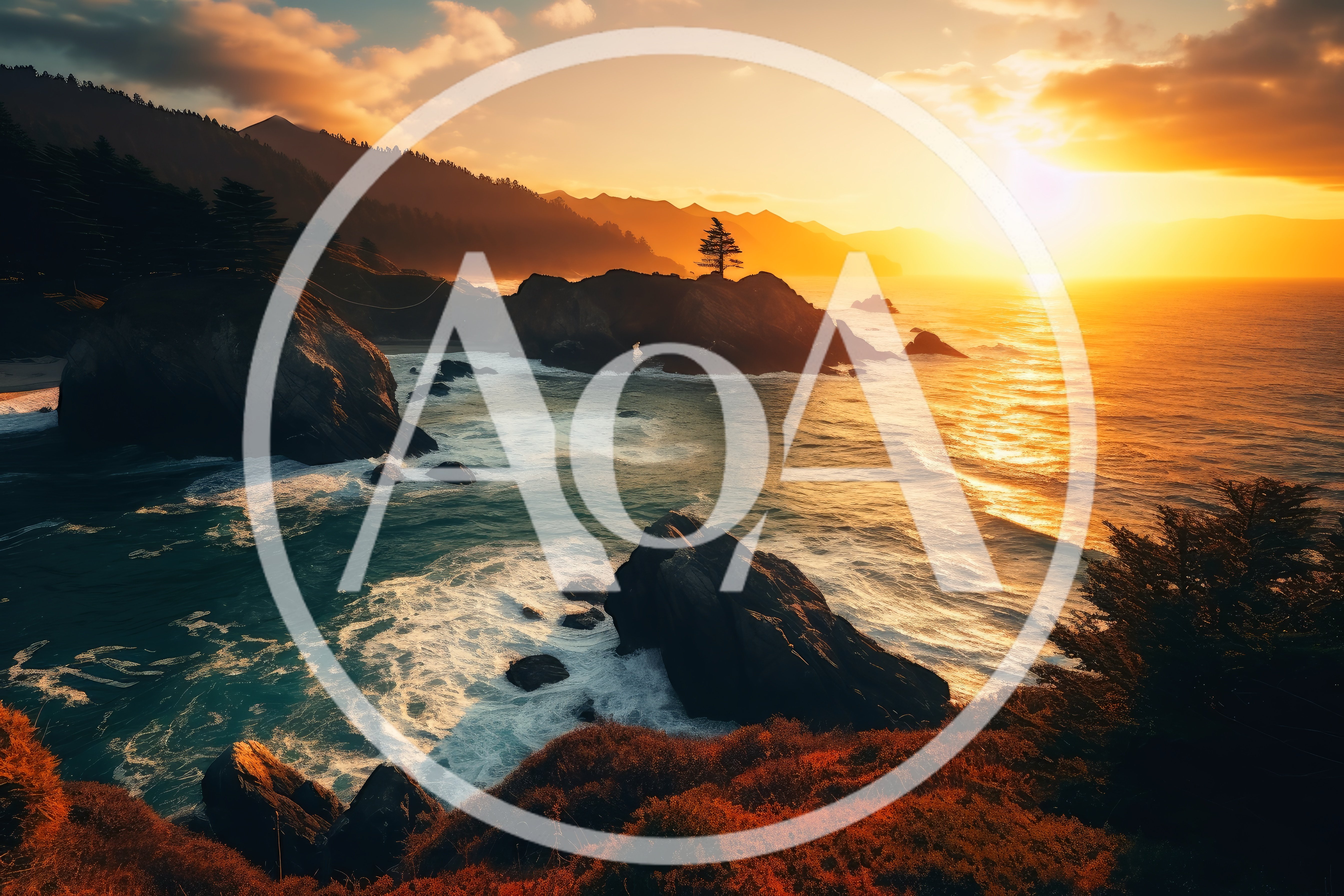 Golden Sunset Over Rugged Pacific Coastline