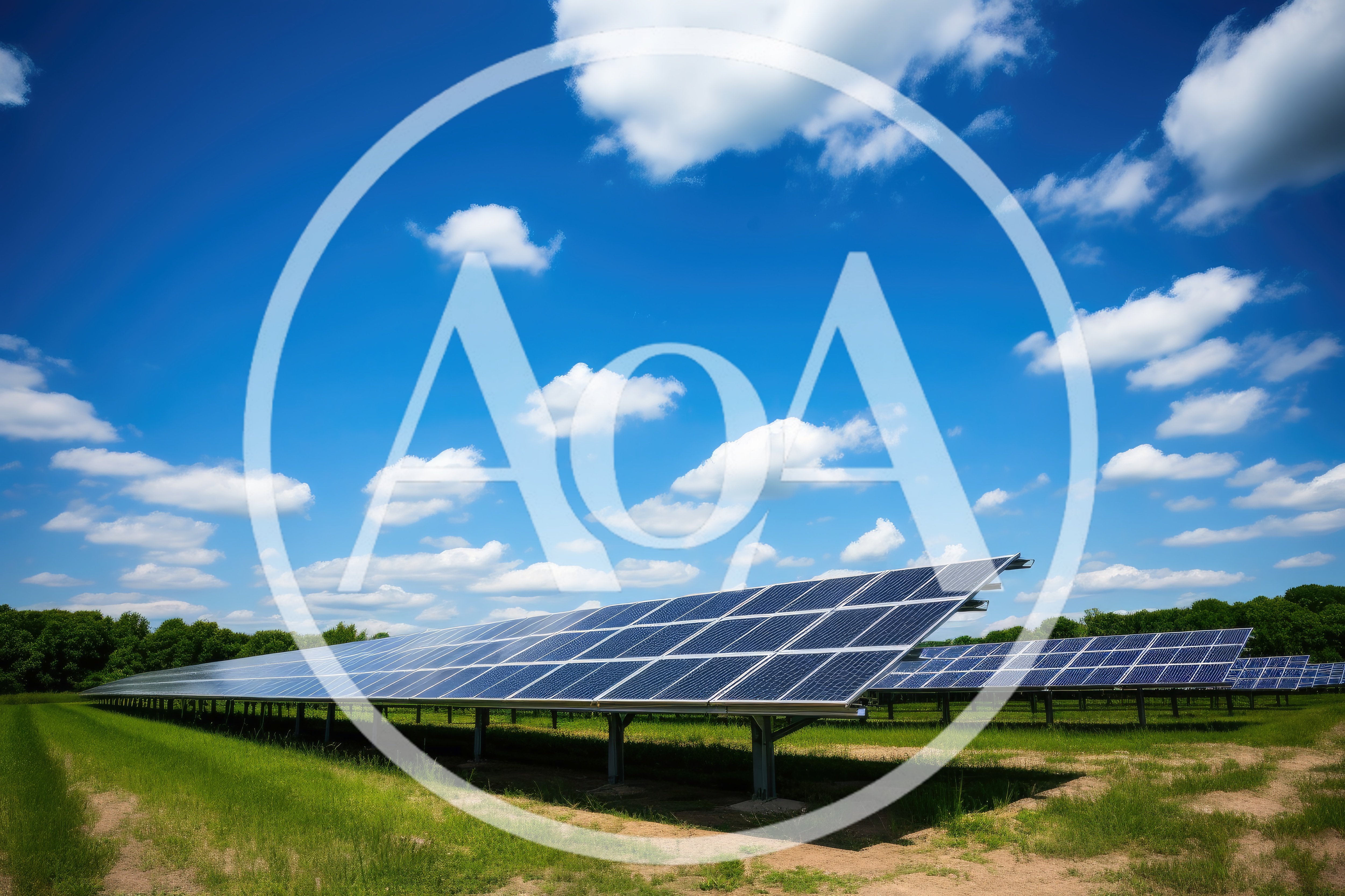 Solar Panel Array In A Green Field