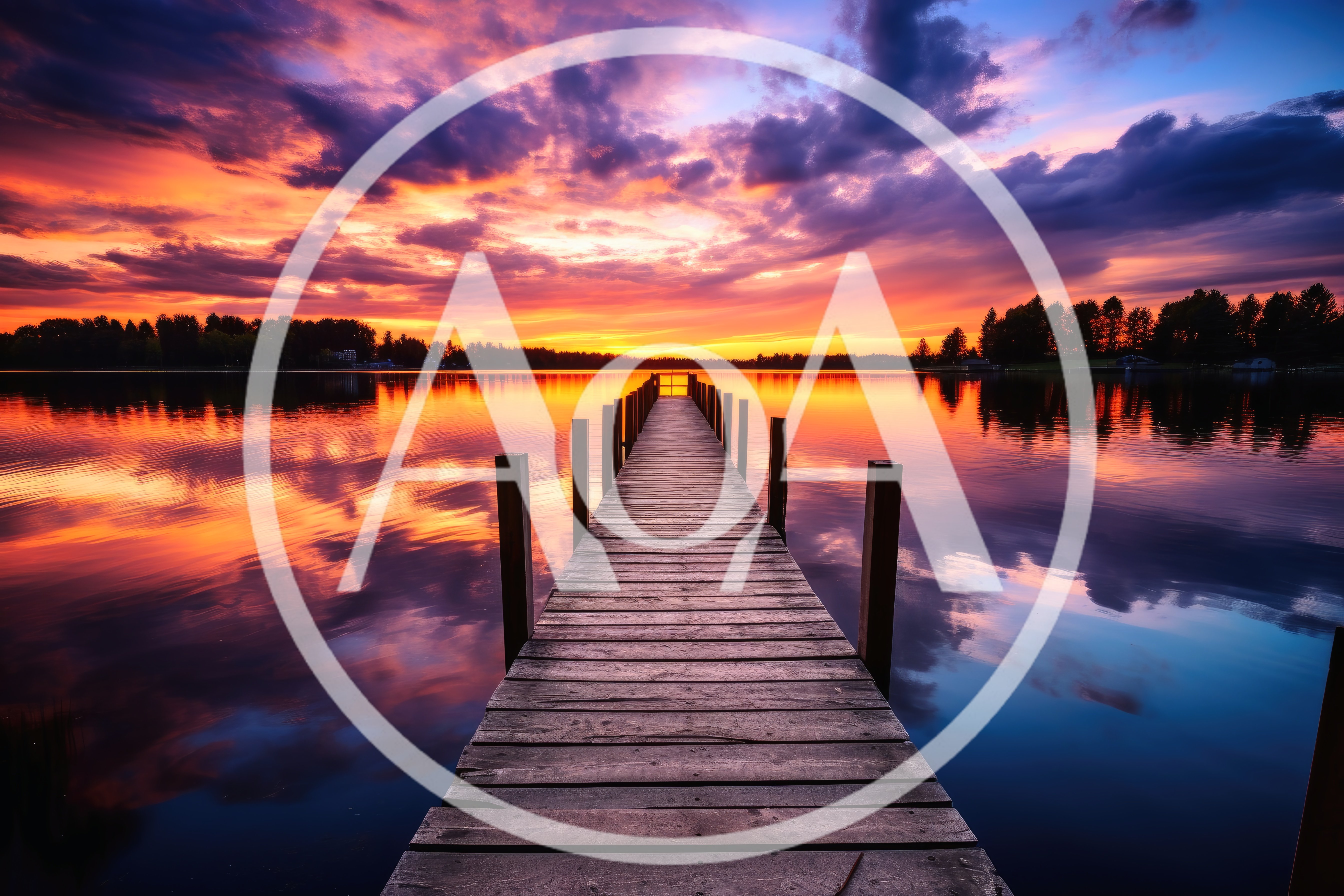 Wooden Pier Extending Into A Calm Lake At Sunset