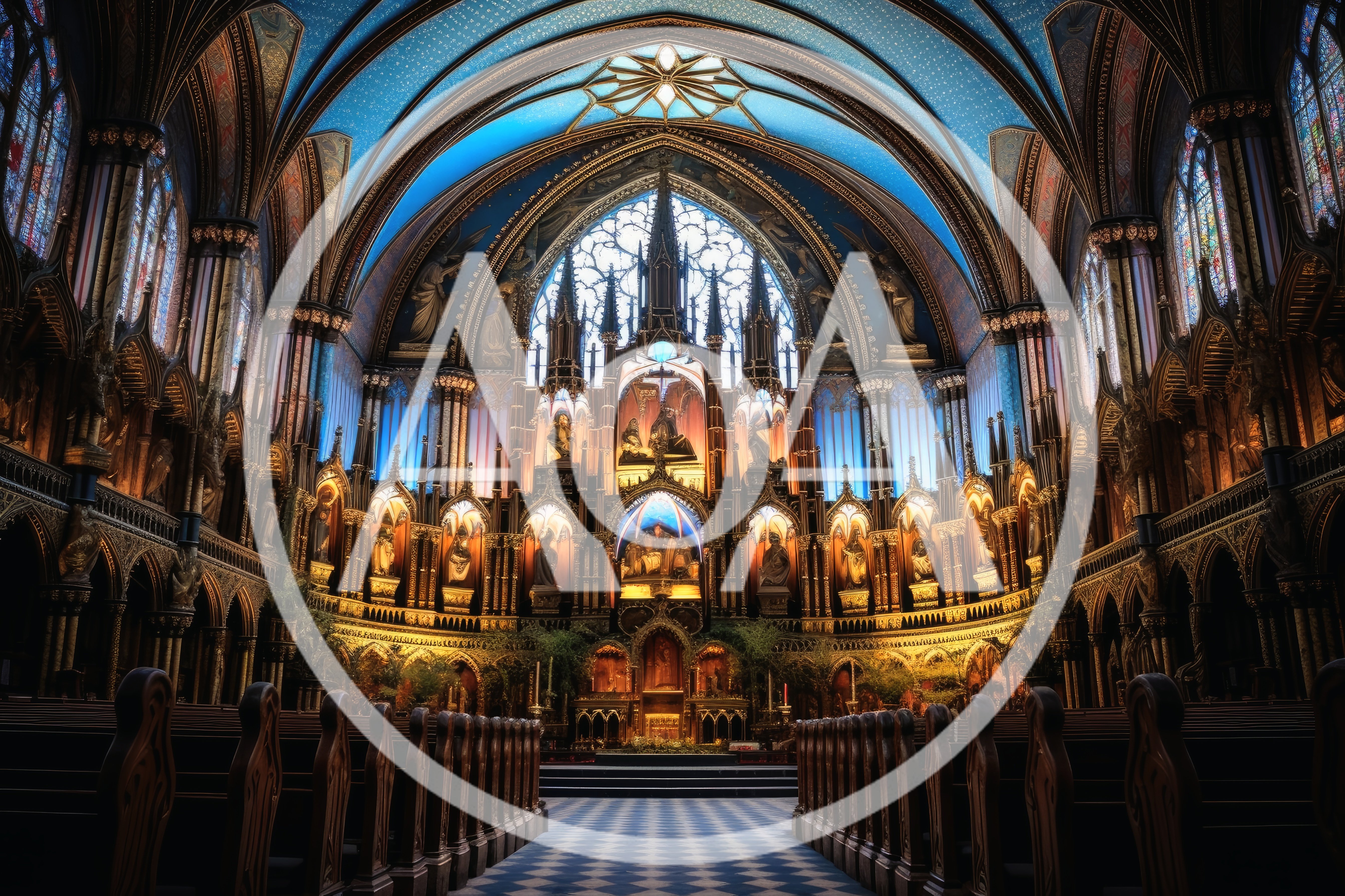 Interior View Of The Notre Dame Basilica In Montreal