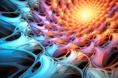 Abstract Fractal Tunnel With Glowing Warm Light