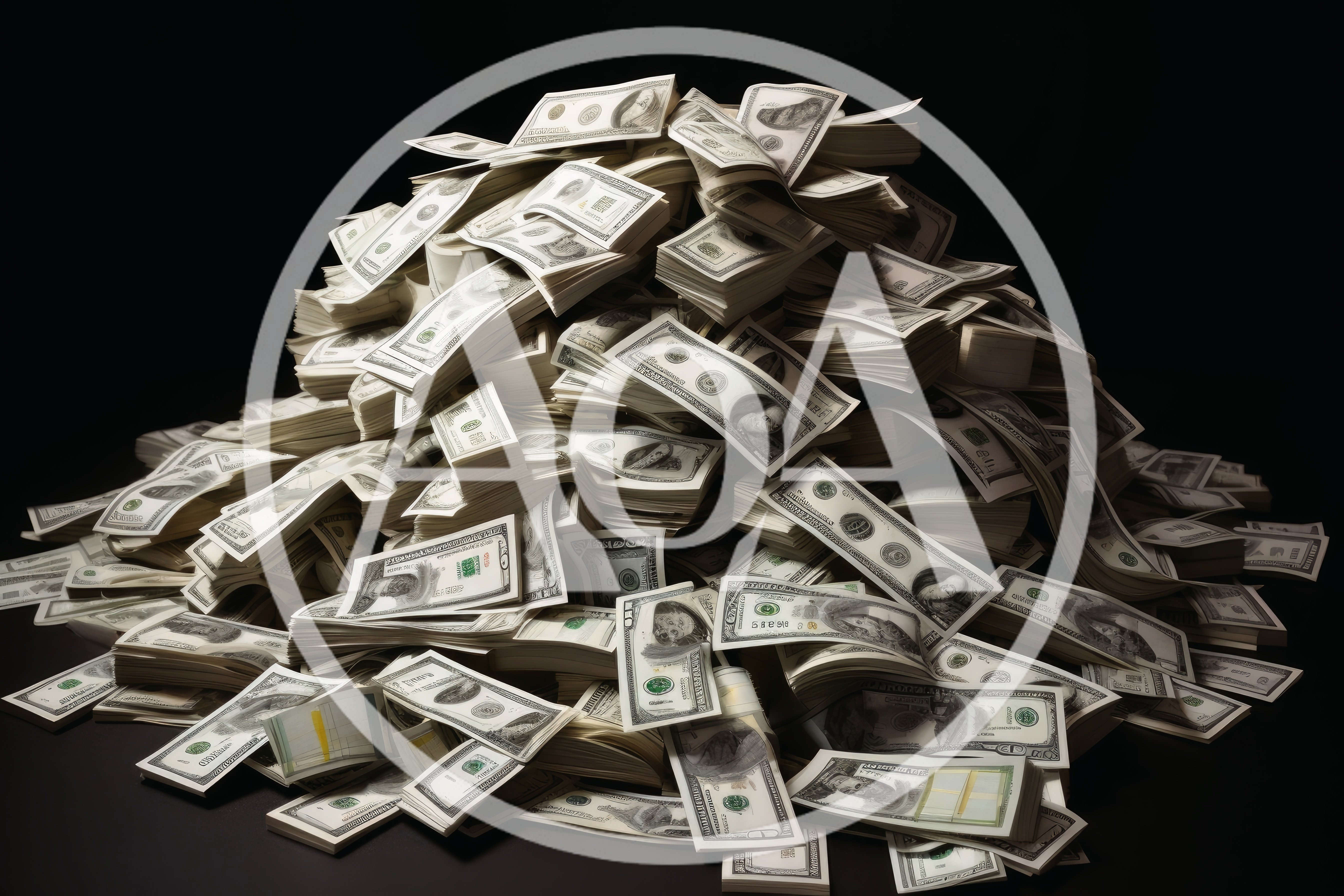 Large Pile Of Stacked United States Dollar Bills