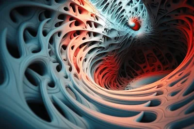 Abstract Fractal Tunnel With Organic Webbed Structures