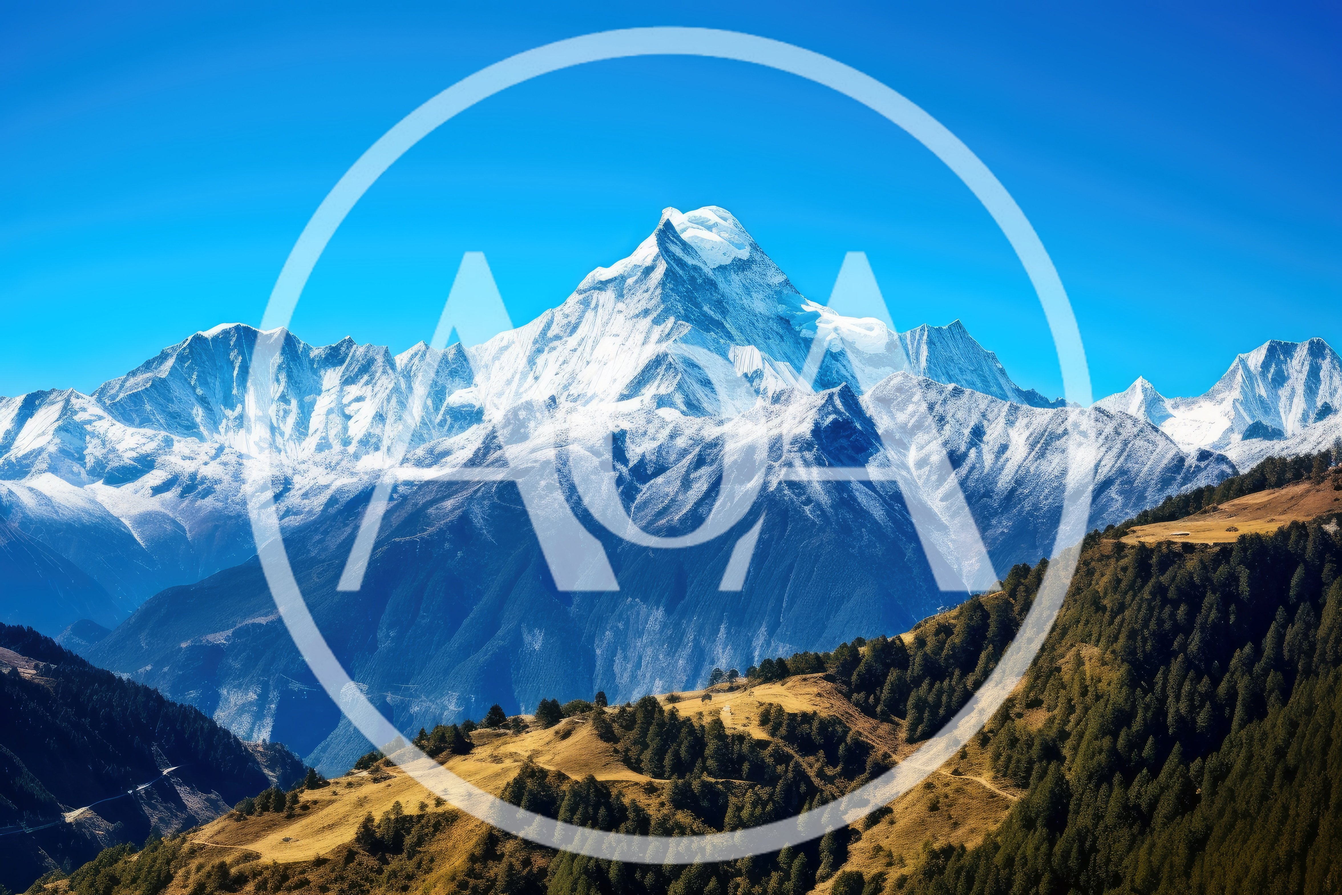 Majestic Snow Capped Mountain Peak In The Himalayas