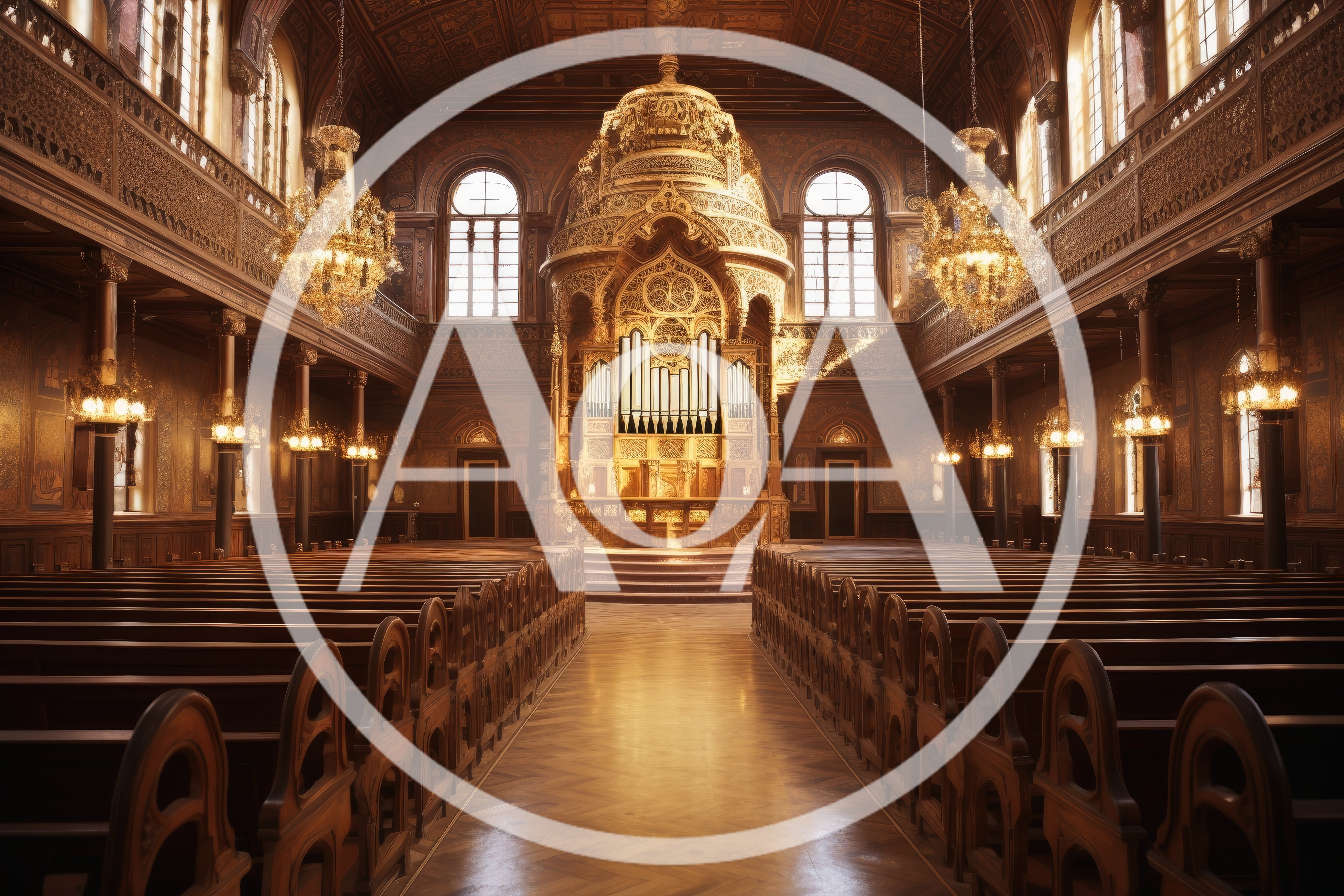 Interior View Of An Ornate Historic Synagogue Sanctuary
