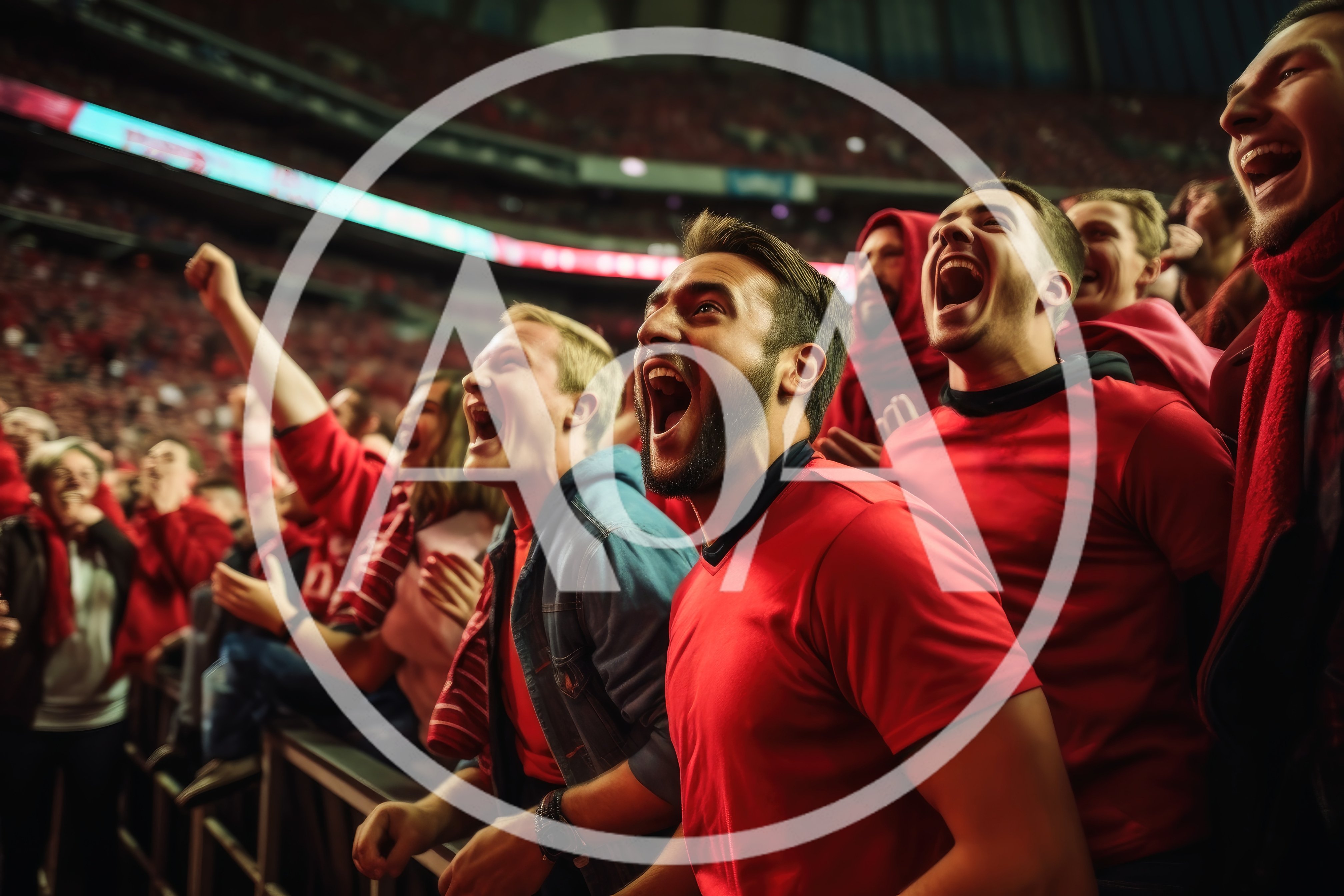 Excited Sports Fans Cheering In A Stadium