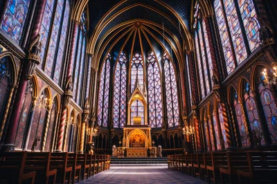 Interior View Of A Grand Gothic Cathedral