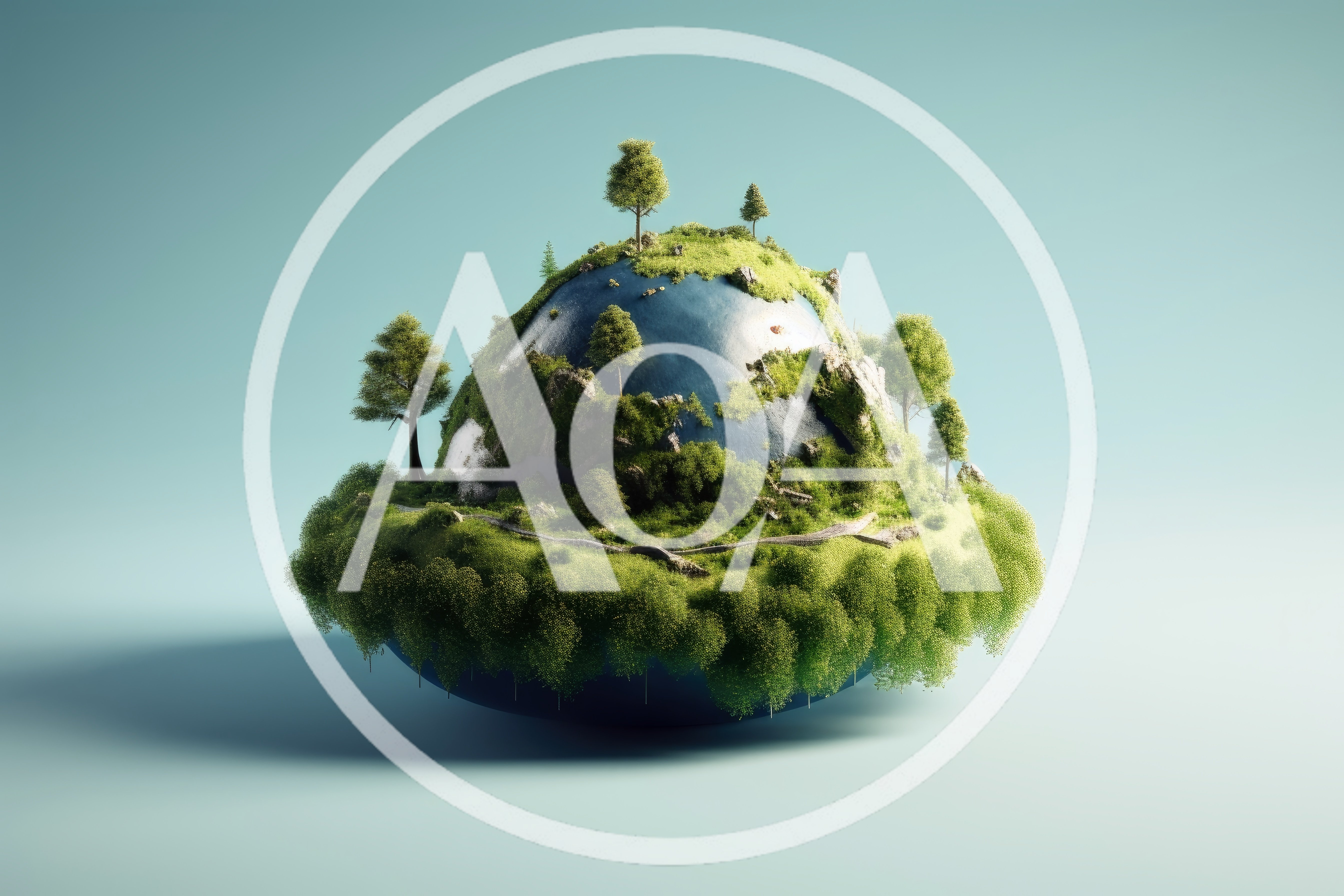 Miniature Floating Earth Globe With Lush Green Vegetation