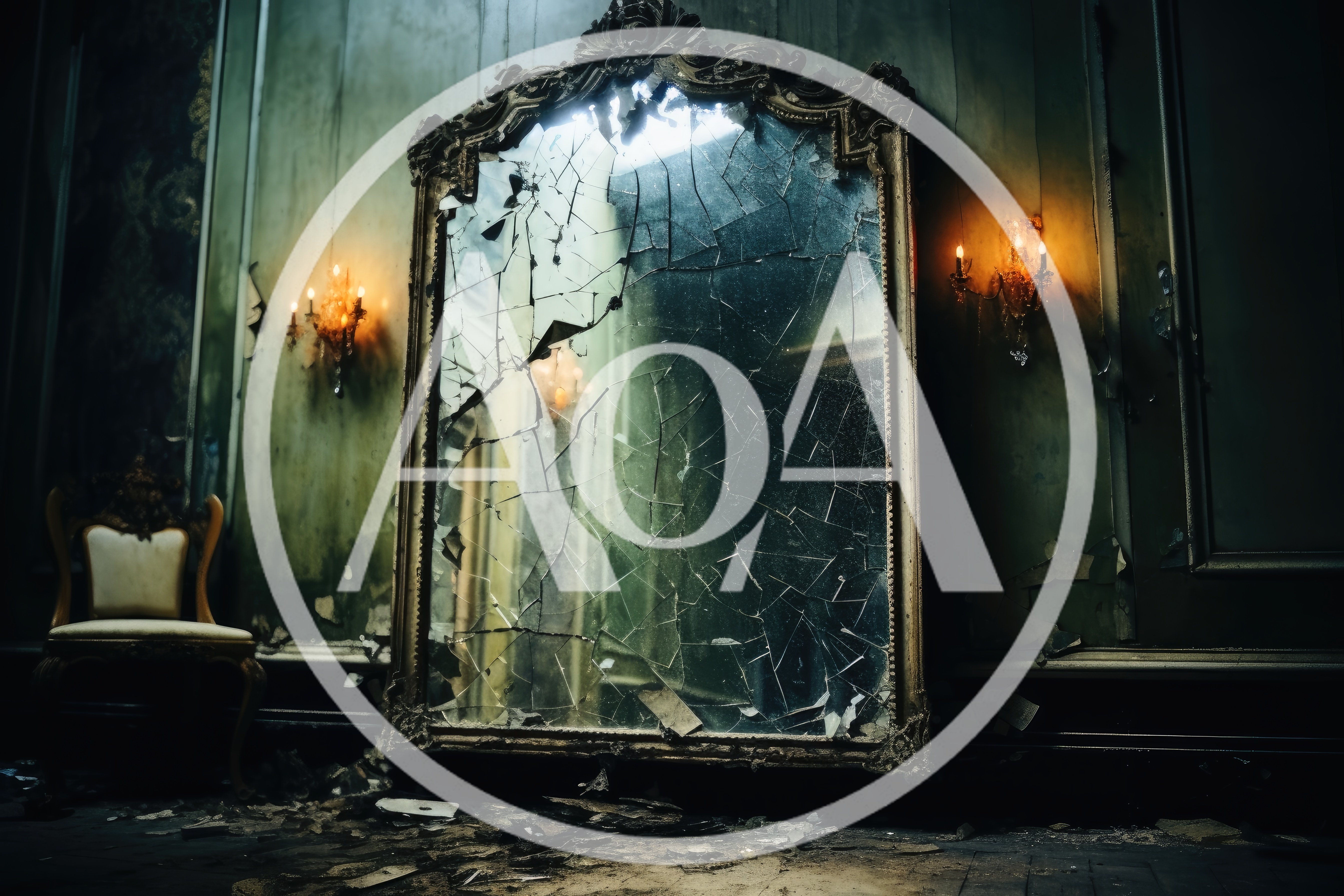 Ornate Broken Mirror In A Dilapidated Victorian Room