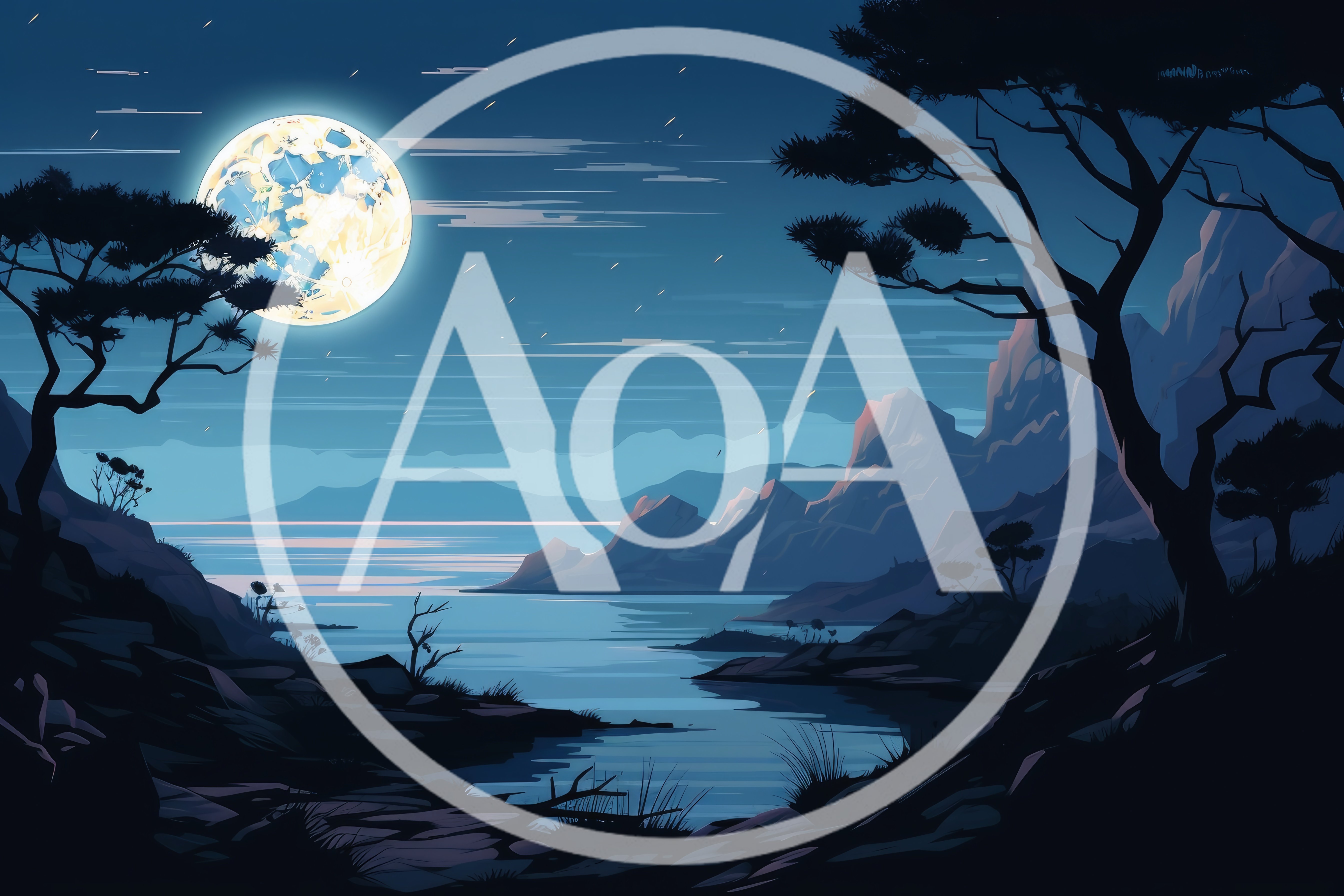Full Moon Over A Serene Coastal Mountain Landscape