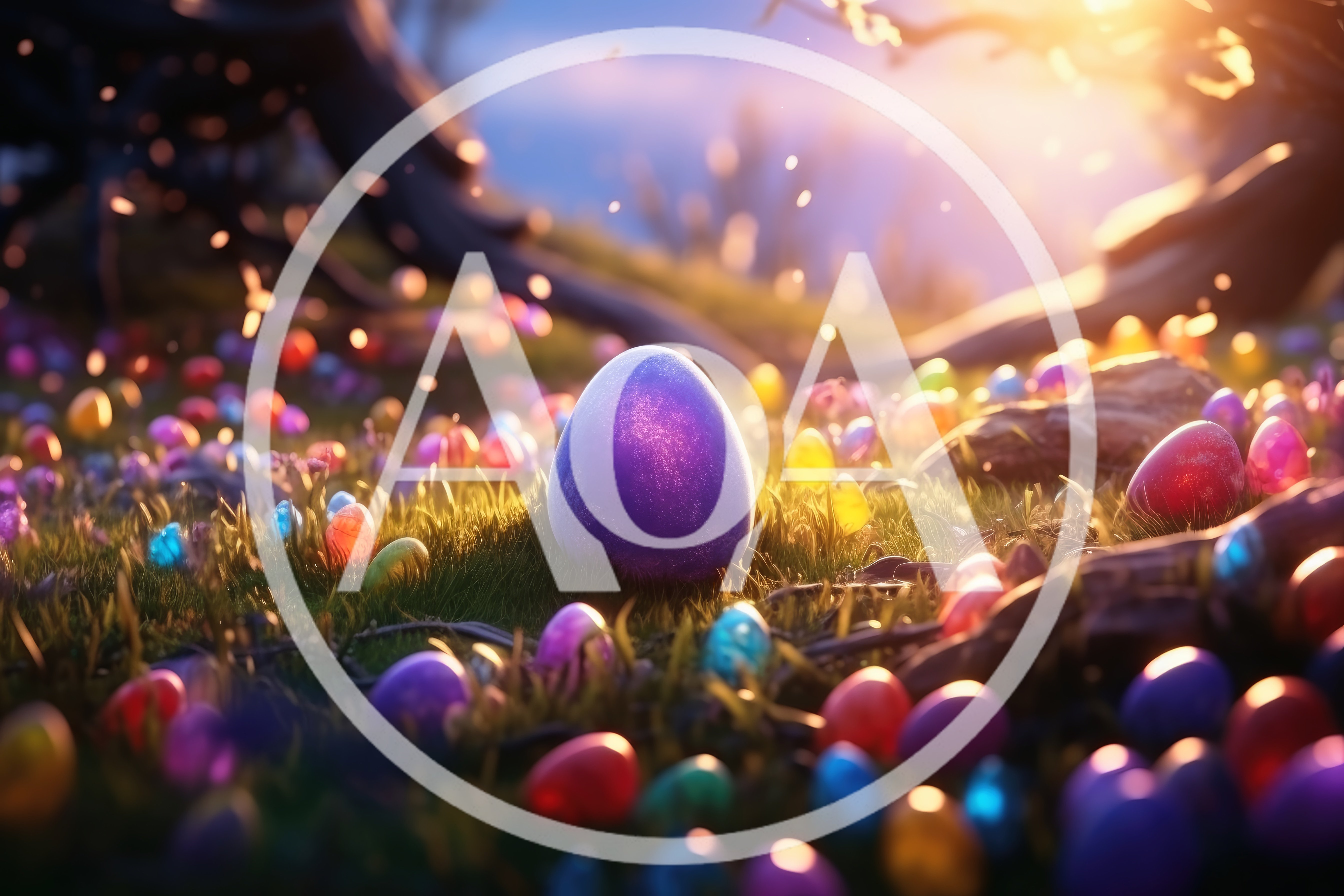 Glowing Purple Easter Egg In A Magical Forest