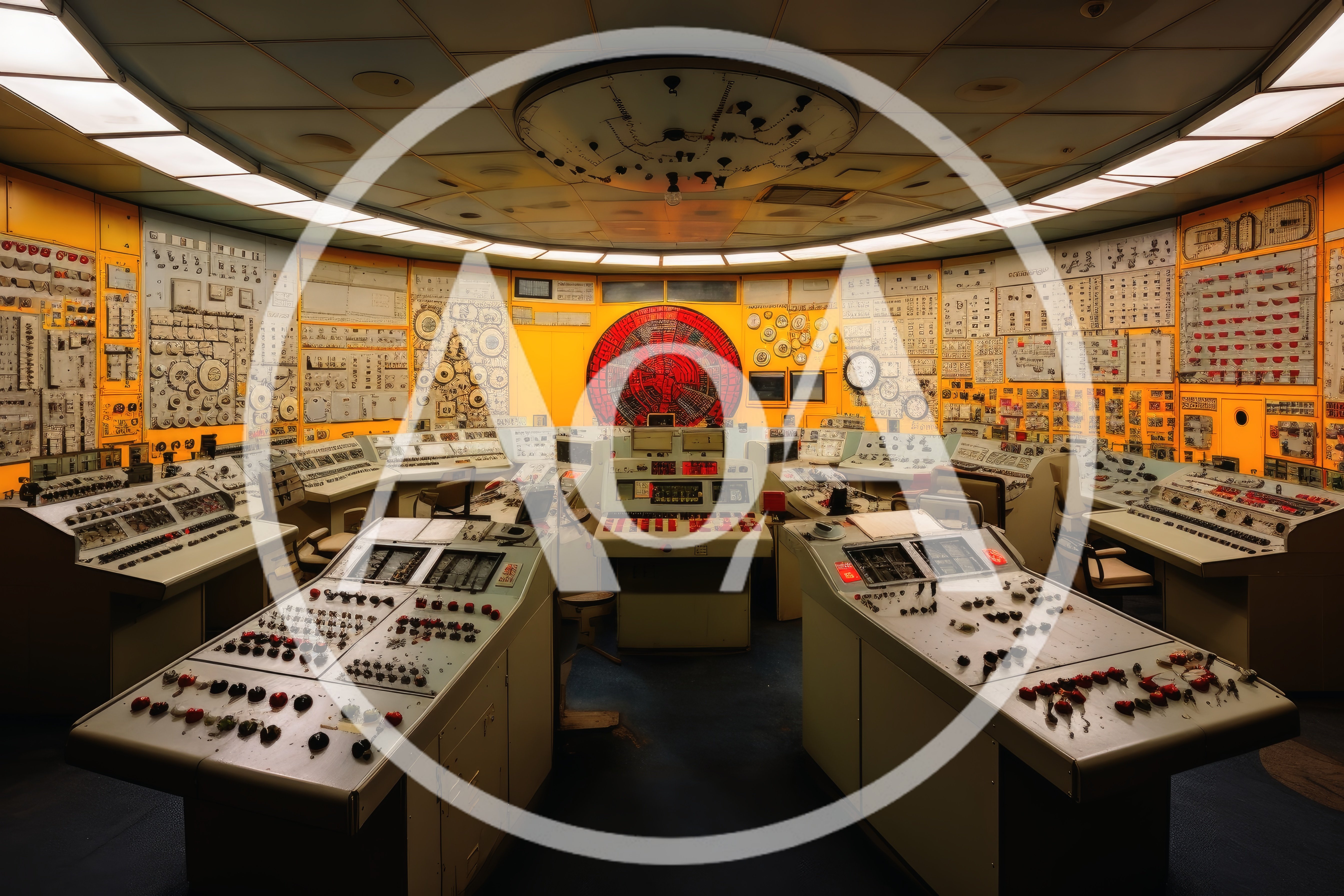 Retro Industrial Control Room With Complex Instrumentation