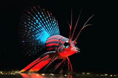Bioluminescent Deep Sea Fish With Vibrant Neon Patterns