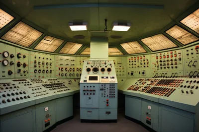 Industrial Control Room With Complex Analog Instrumentation