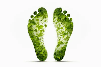 Green Footprints Made Of Lush Leaves