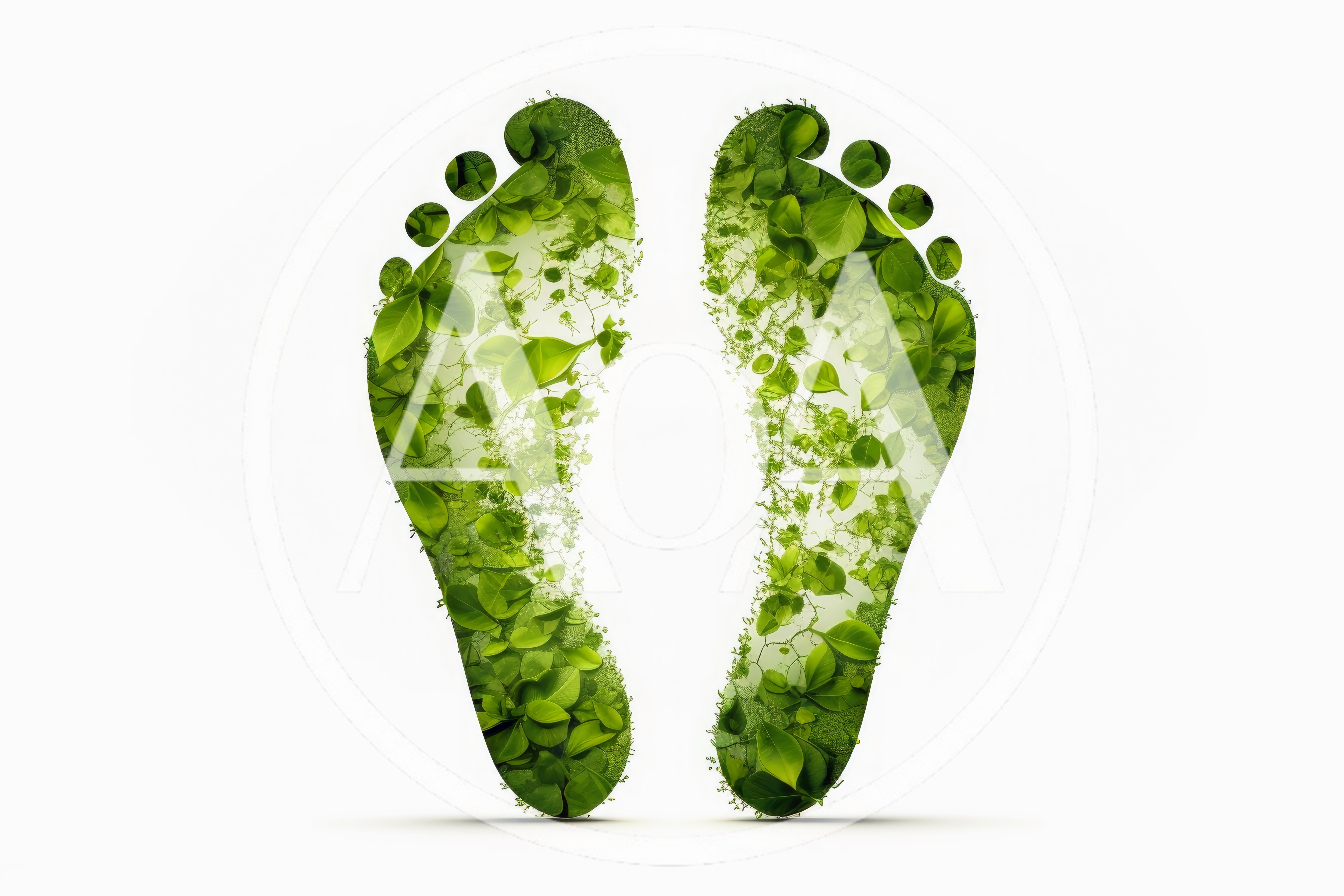 Green Footprints Made Of Lush Leaves