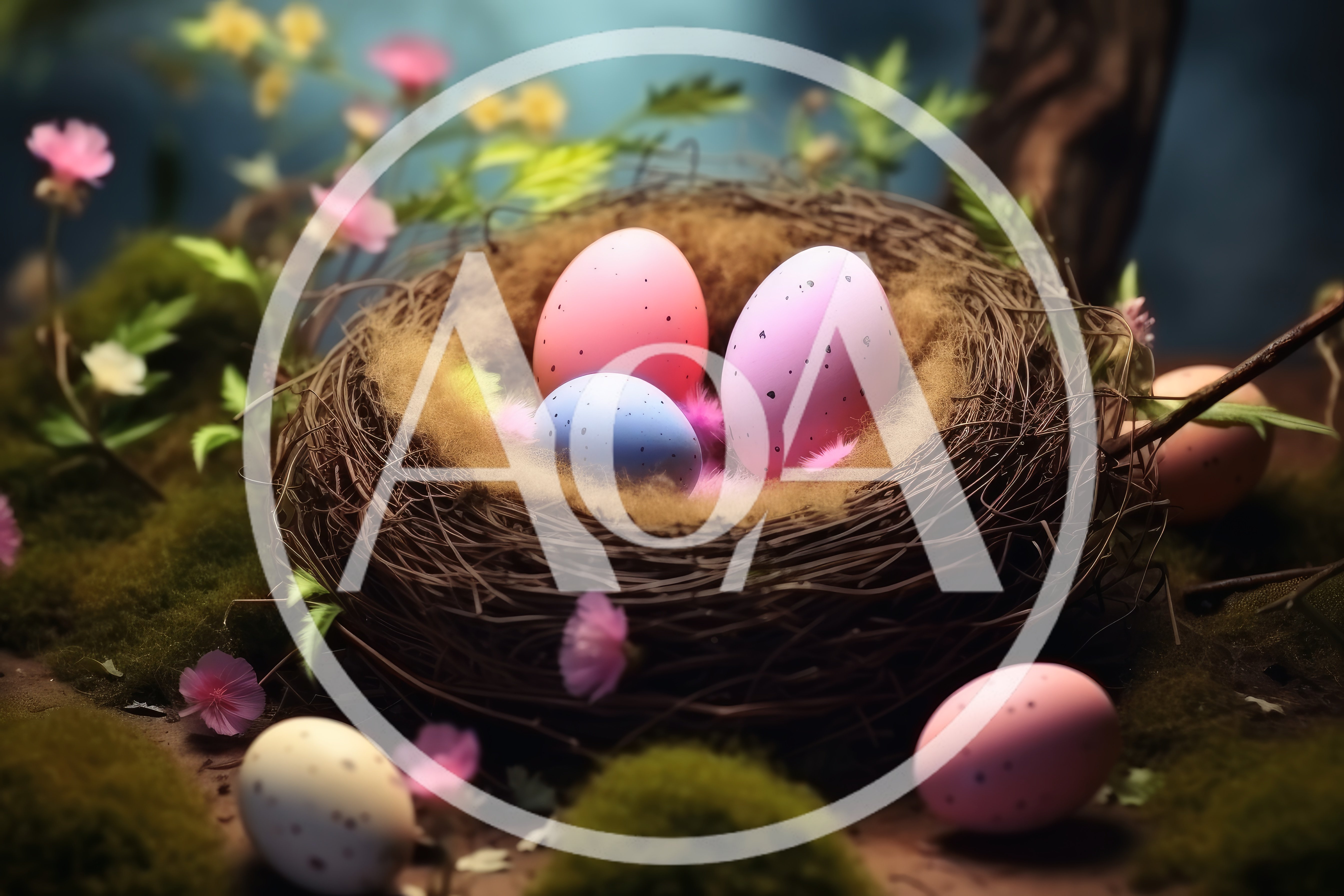 Easter Eggs Nestled In A Mossy Forest Setting