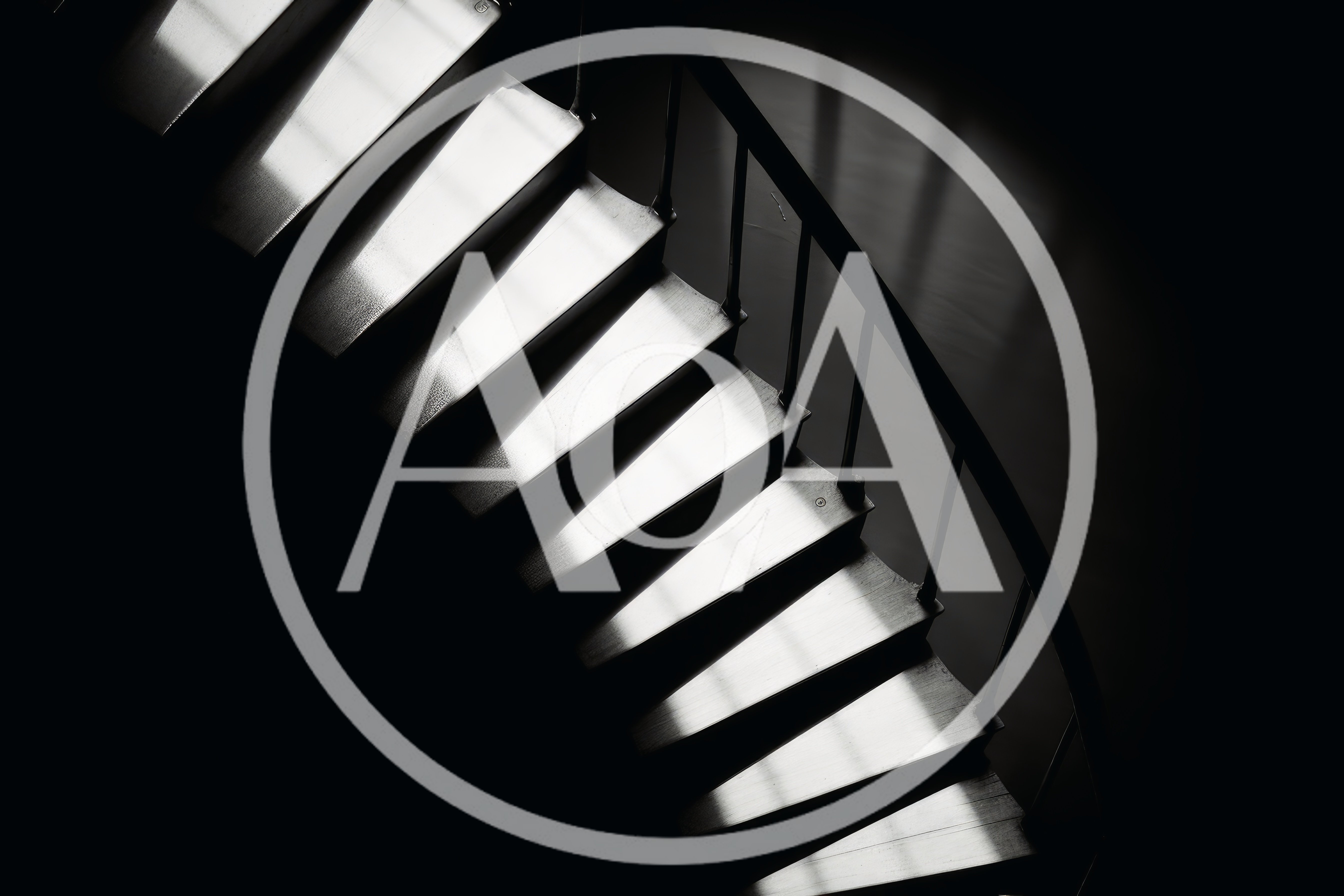 High Angle View Of A Dark Spiral Staircase