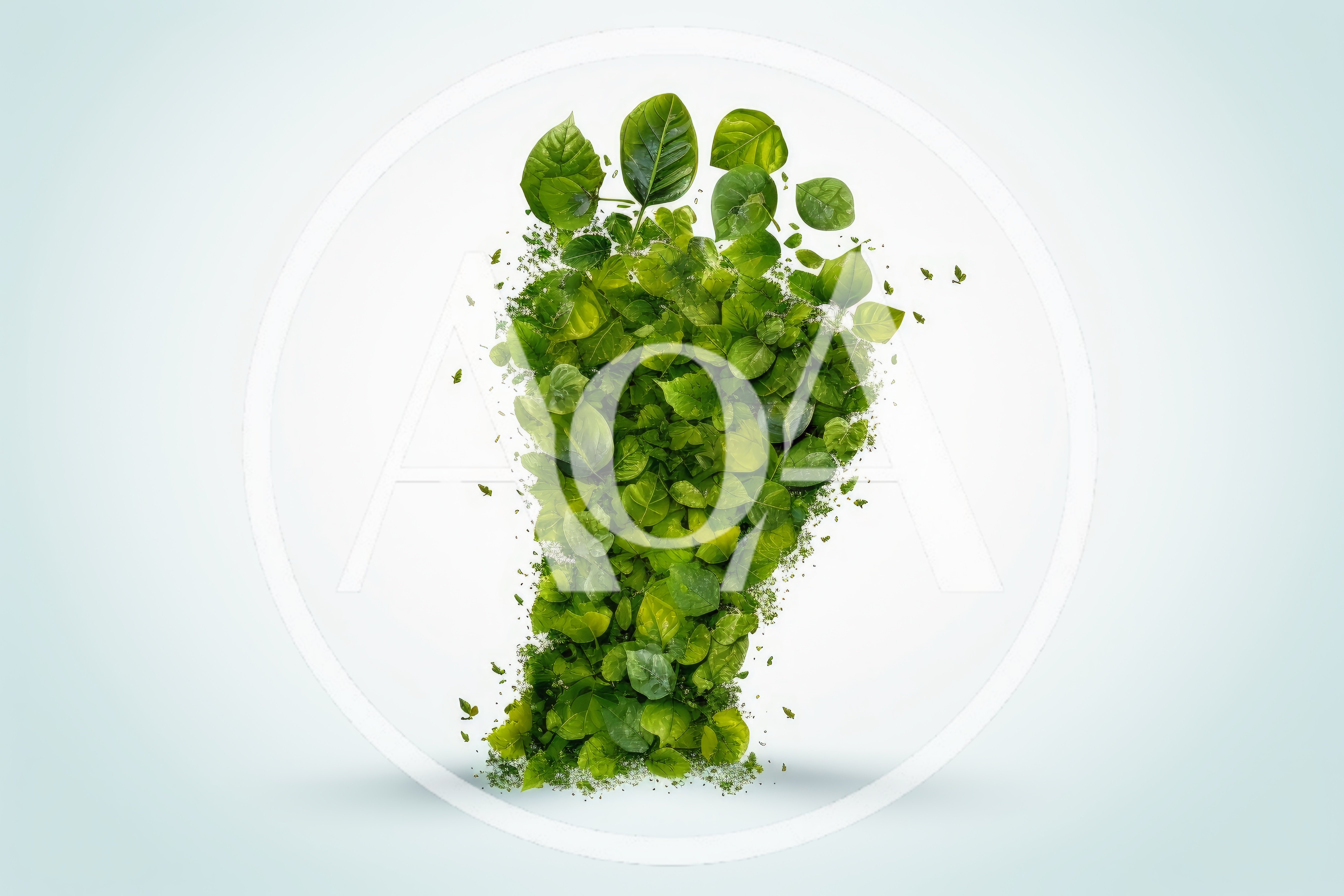 Ecological Footprint Concept Made Of Green Leaves