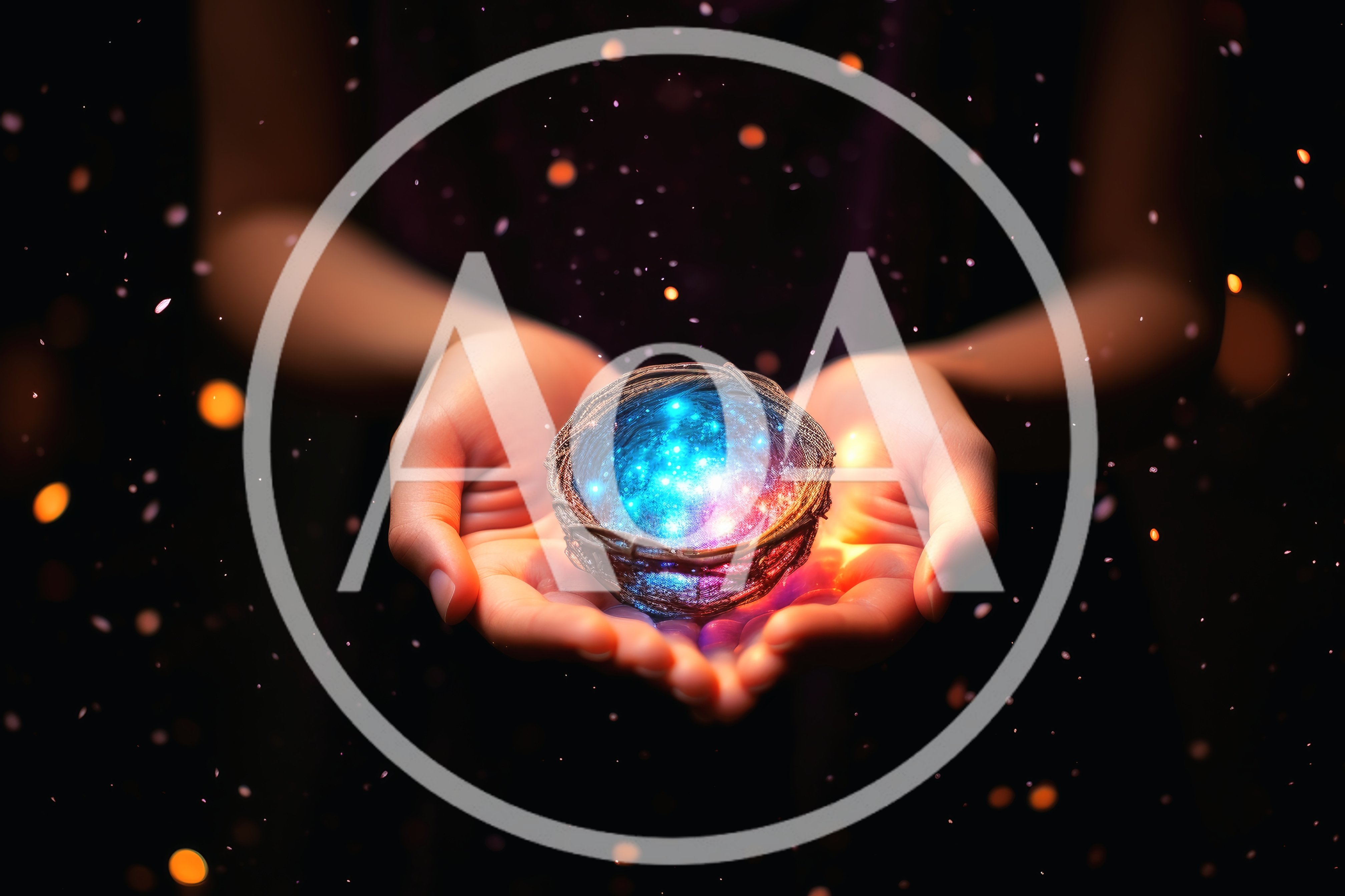 Hands Holding A Glowing Magical Cosmic Sphere