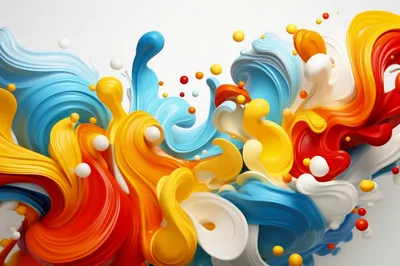 Abstract 3D Liquid Paint Swirls and Splashes