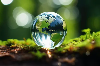 Glass Globe Resting On Mossy Forest Floor