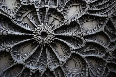 Abstract Fractal Floral Relief Sculpture Pattern
