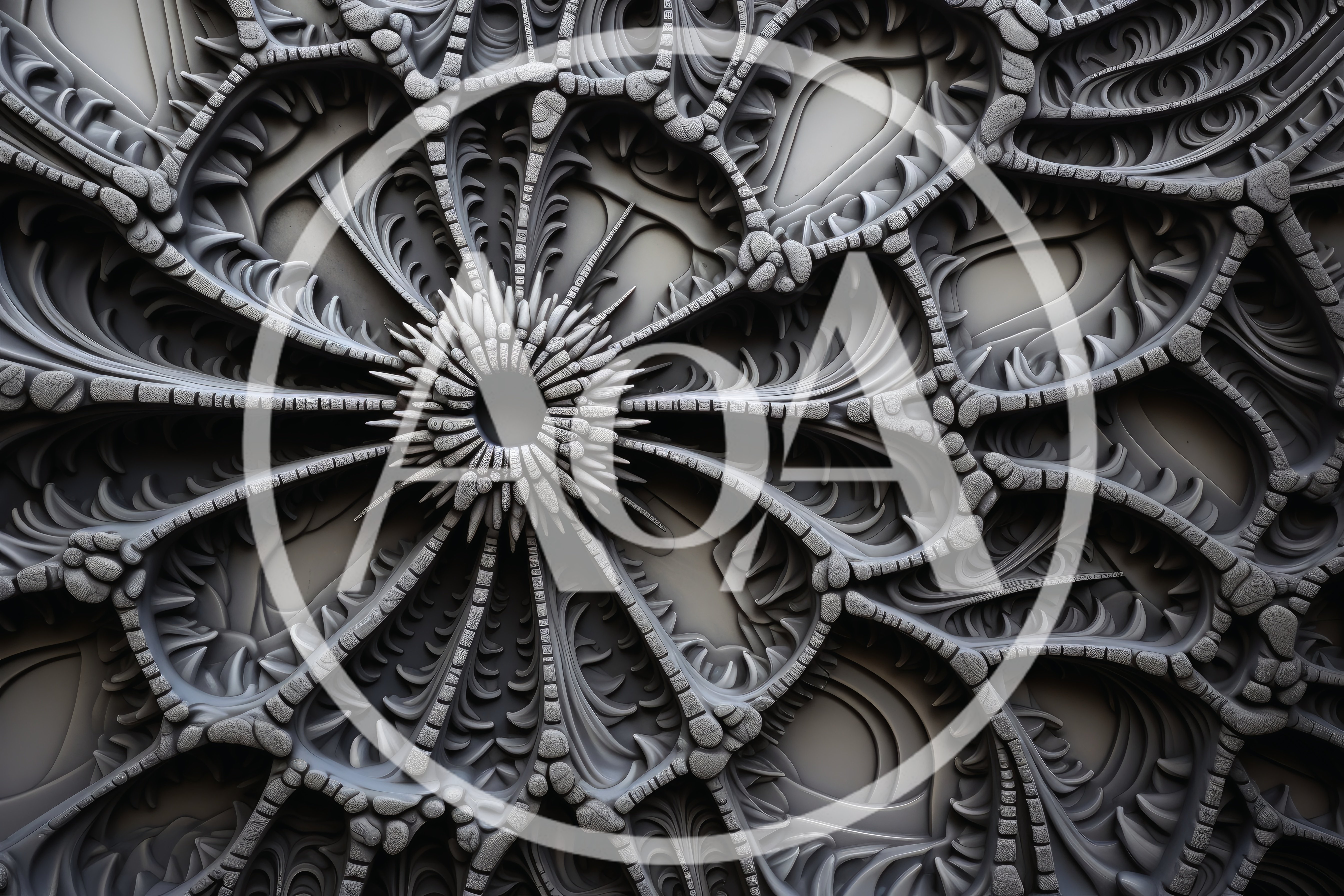 Abstract Fractal Floral Relief Sculpture Pattern