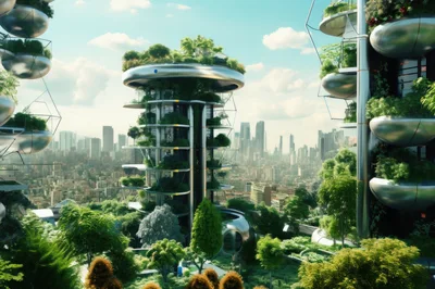 Futuristic Eco-Friendly Vertical Garden Skyscrapers In City