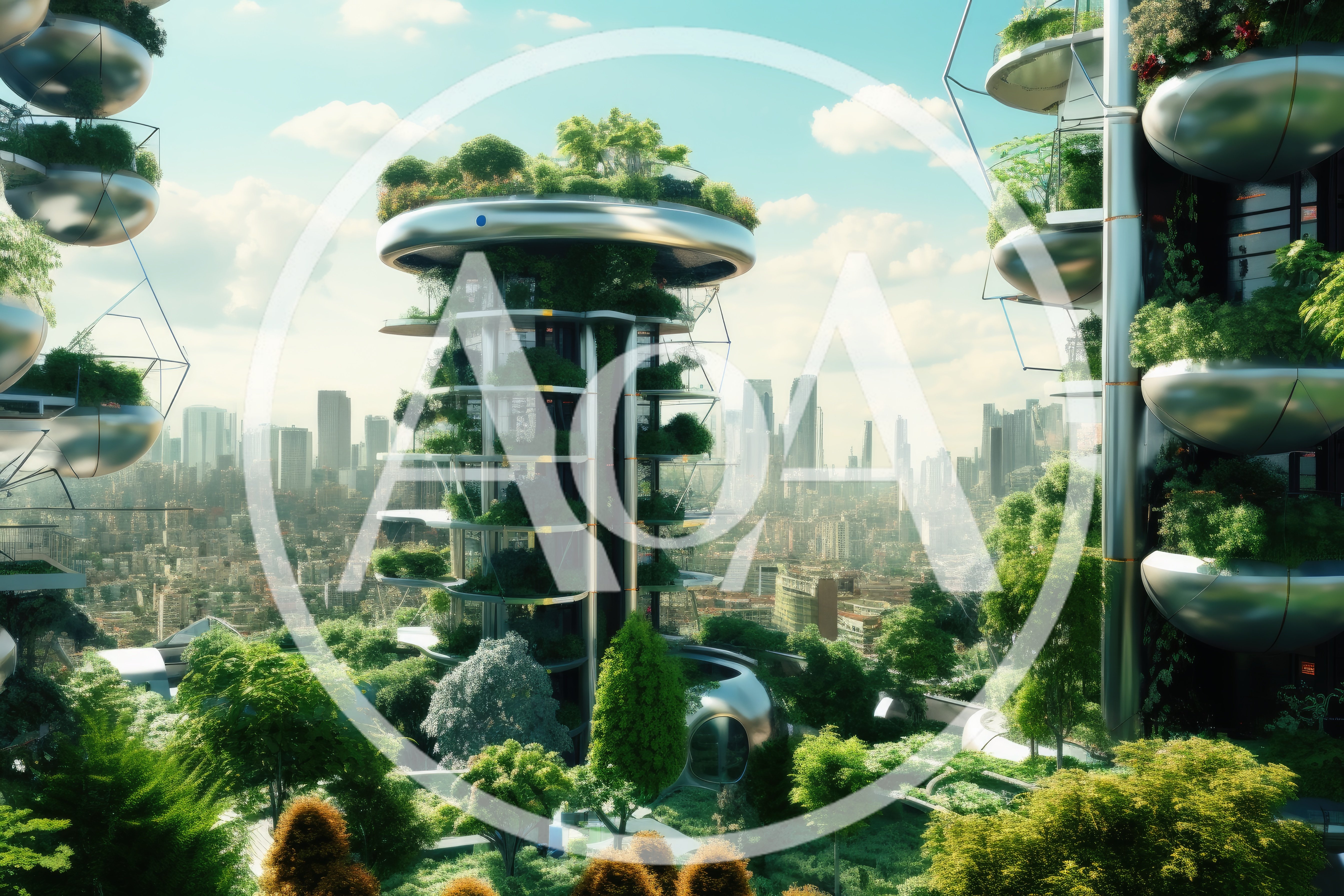Futuristic Eco-Friendly Vertical Garden Skyscrapers In City