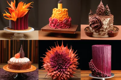 Collection of Artistic Gourmet Cakes and Pastries