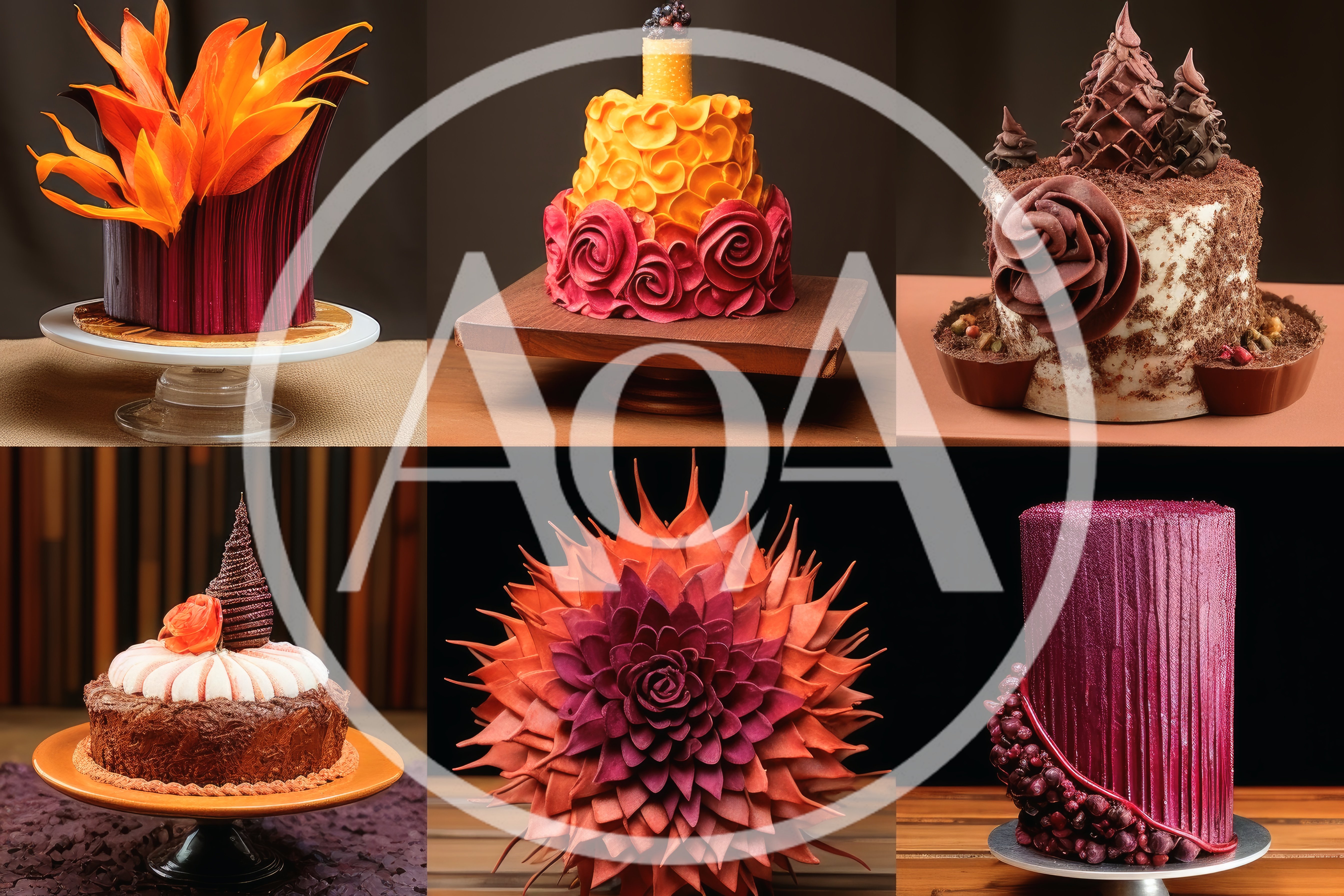 Collection of Artistic Gourmet Cakes and Pastries