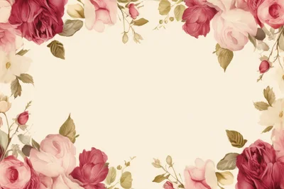 Vintage Floral Frame With Red And Pink Roses