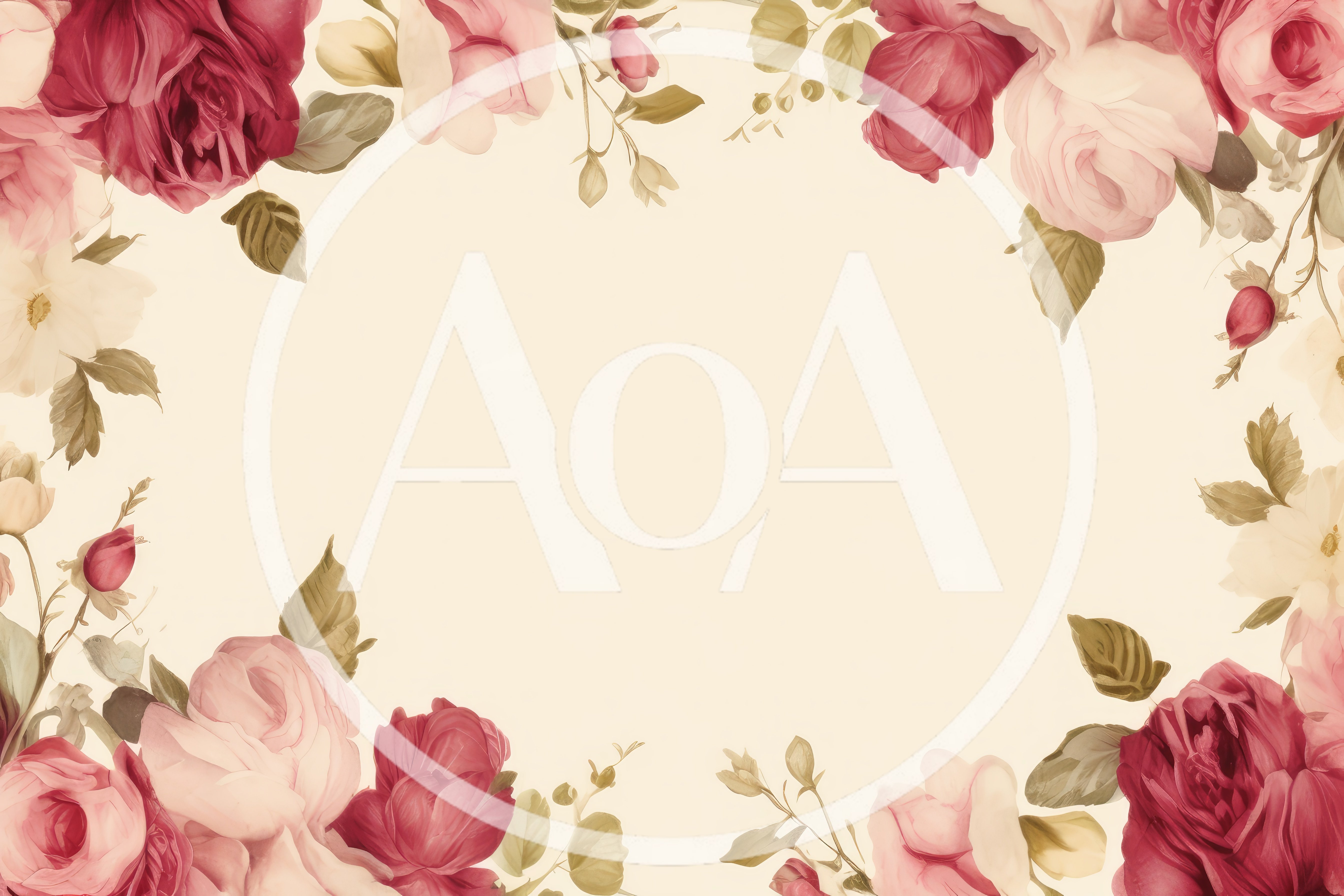Vintage Floral Frame With Red And Pink Roses