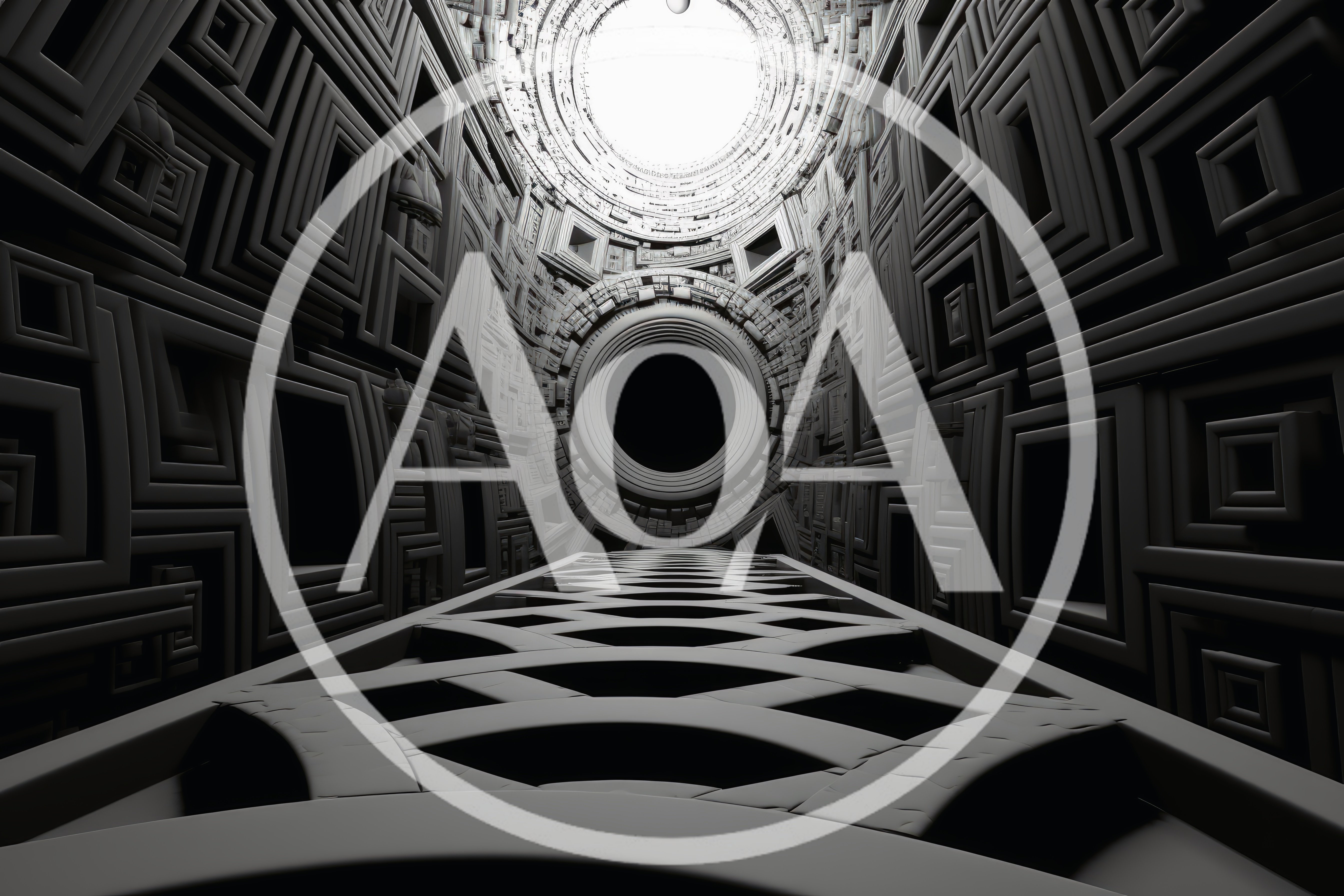 Abstract Futuristic Corridor With Geometric Patterns