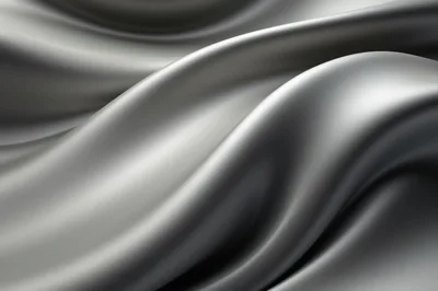 Abstract Silver Satin Fabric Waves Background