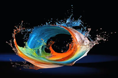Abstract Multi-Colored Liquid Paint Splash Vortex