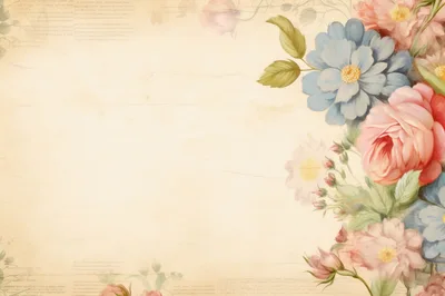 Vintage Floral Background With Watercolor Flowers