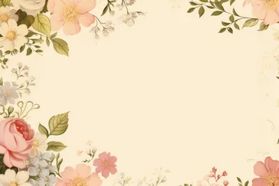 Vintage Floral Frame With Pastel Watercolor Flowers